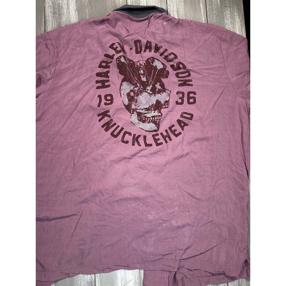 Harley-Davidson Jason Momoa Shirt Mens XL Purple Knucklehead Excellent Graphic - Picture 6 of 7